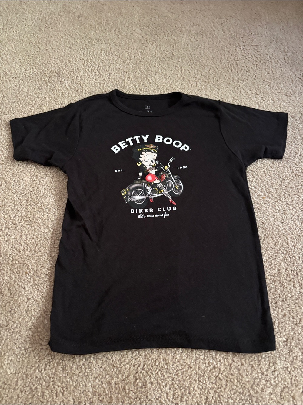 Betty Boop Black Tee Biker Graphic size small